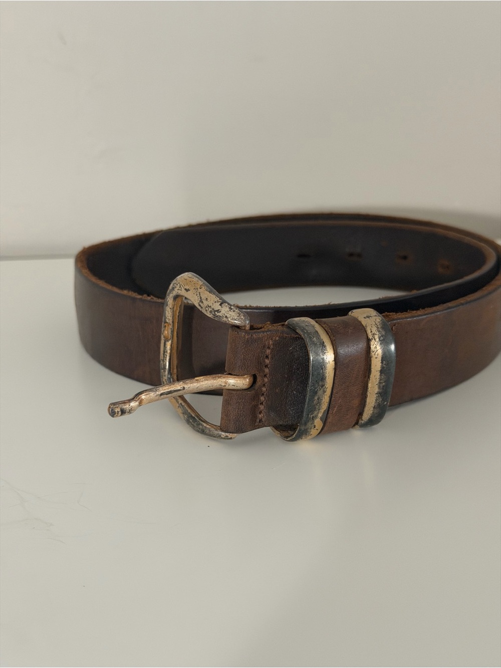 Frye genuine leather distressed belt size small length approx 36”